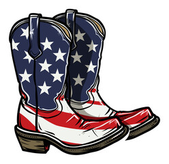 Pair of American Flag Cowboy Boots Sticker