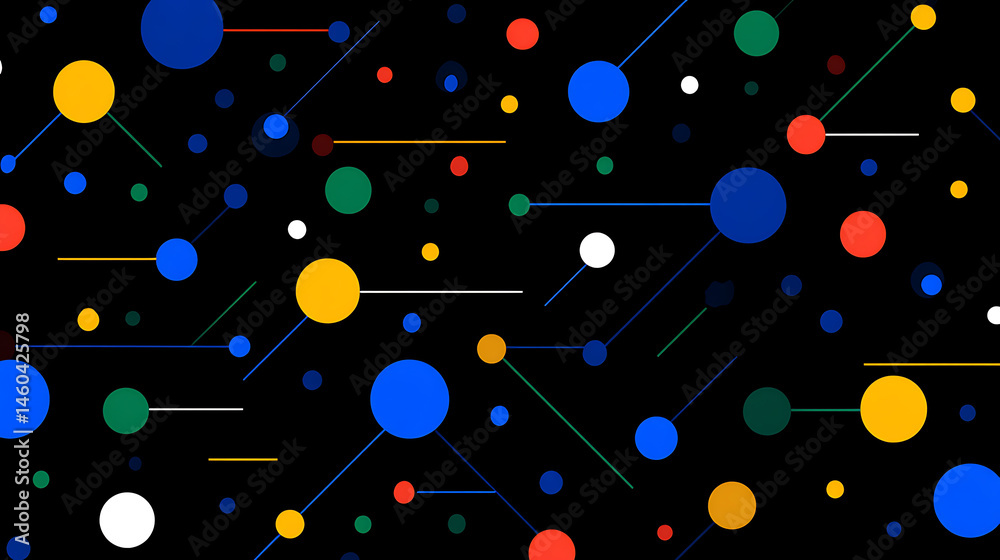 Aufkleber Data connected with lines and dots, large language model graphic, dots and lines are colorful, business color scheme