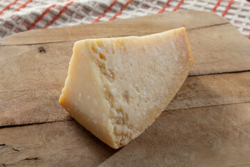 A view of a block of parmigiano reggiano.