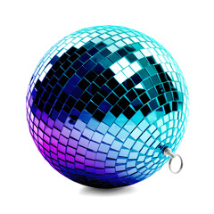 One bright shiny disco ball on white background