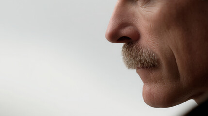 Fototapeta premium minimalistic portrait of man with mustache set against light background