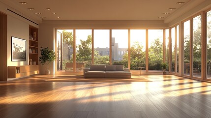 Futuristic Empty Room Rendered in 3D, Offering a Glimpse of Tomorrow's Design 