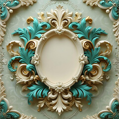 A luxurious vintage baroque-style ornamental frame with intricate floral and leaf motifs