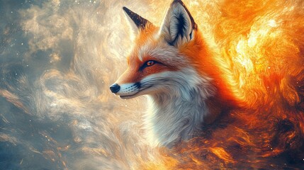 Fox, Generative AI-enhanced artwork, showcasing its stunning beauty in an imaginative way 