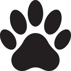 Black and white dog paw print icon simple vector on white background