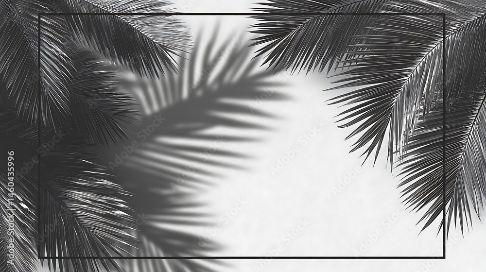 Poster palm leaves shadow frame background overlay effect
