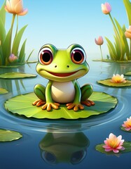 Froschbaby mit Seerose