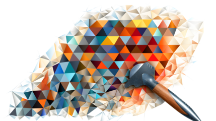 3D Mesh Rush Repair Model Triangle Mosaic Icon Concept
