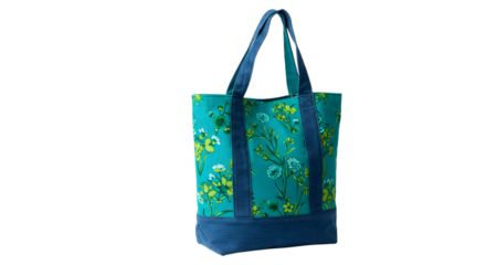 A vibrant floral-patterned tote bag displayed against a plain background, ideal for shopping or casual outings