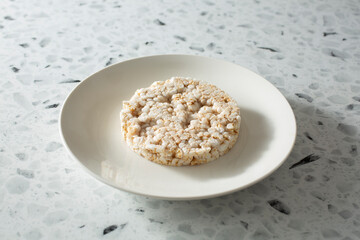 A view of a rice cake on a plate.