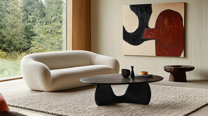 Interior design of modern living room in Tokyo apartment