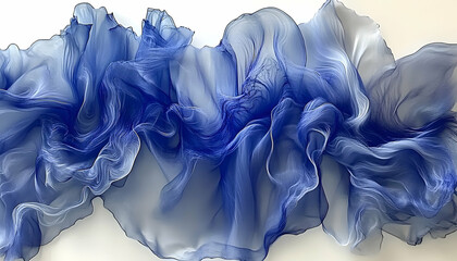 Abstract blue and white flowing fabric texture background
