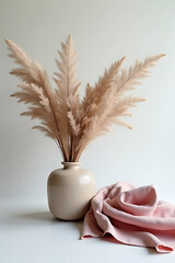 Decorative pampas grass arrangement stylish home photography minimalist close-up natural beauty
