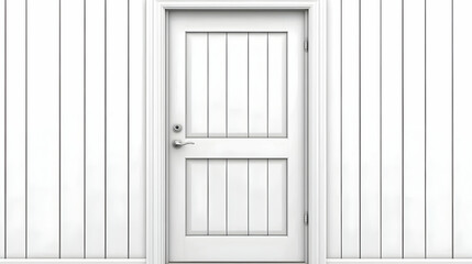 White door on white wooden wall minimalist interior background