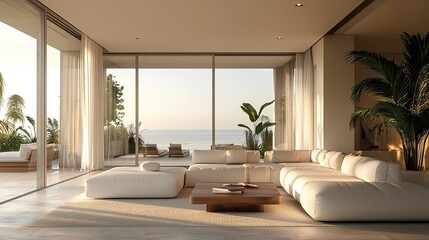 Fototapeta premium A contemporary side return extension flooded with natural light, its clean lines and expansive windows framing a breathtaking outdoor view, perfect for relaxation and inspiration 