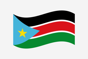 Flag of South Sudan. South Sudan wavy flag digital vector illustration. Fluttering flag.