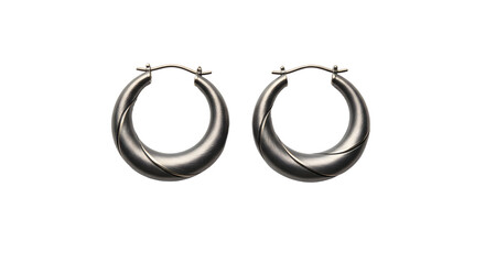 Elegant silver hoop earrings displayed against a clean background, showcasing their unique design and craftsmanship