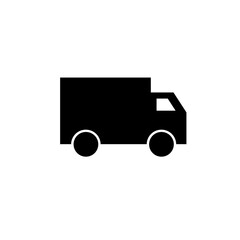 Minimalist truck icon widget. Simple and clean filled icon in black. For icon interface, desktop, web and mobile apps. Vector illustration
