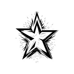 Stylized Star Emblem with Angular Edges and Radiating Lines Depicting Energy