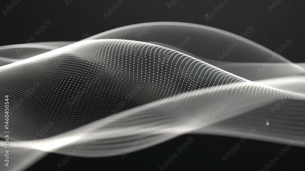 Poster mesmerizing abstract wave pattern flowing lines and dots create movement and depth, evoking fluidity
