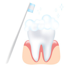 White teeth being brushed with foam and toothbrush., tooth brush, healthy teeth, PNG, transparent