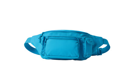 Vibrant blue fanny pack displayed on a plain background, showcasing its design and functionality for outdoor activities