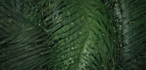 Intricate veins, deep green hues, tropical palm leaf texture closeup , details, vibrant
