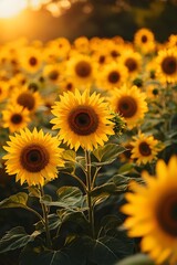 Fototapeta premium Sunflower fields under the sunshine