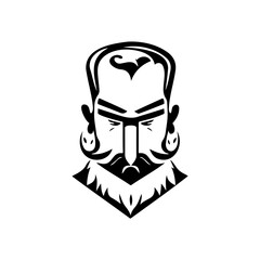 Stylized vector portrait revealing a stern man with distinct facial features