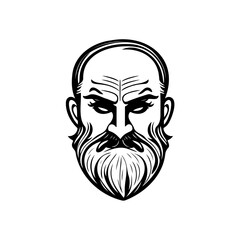 Monochrome stylized portrait of an aged man with expressive features