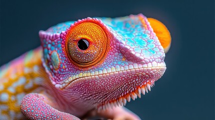 Colorful Chameleon Closeup Portrait.