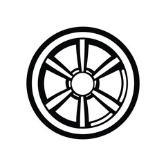 Fototapeta premium Black and White Abstract Circle with Spokes on Transparent Background Line Art
