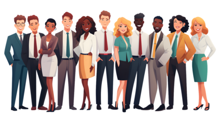 Diverse Multinational Business Team in Vector Illustration for Professional Workplace Designs