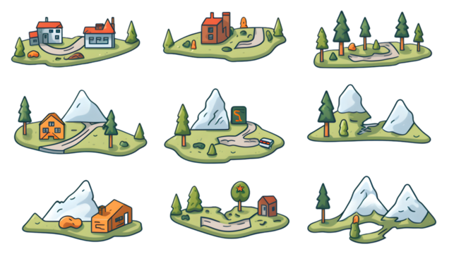 Professional Navigation Road and Map Icon Set for Digital Projects and Websites
