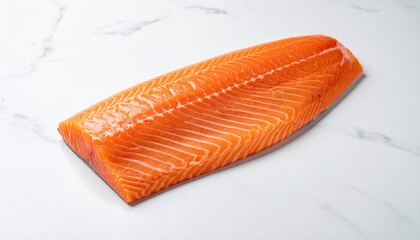 Fresh Raw Salmon Fillet on Marble Background High Quality Seafood Image