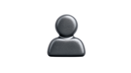Abstract User Icon with Metallic Texture on Black Background for Digital Design and Interface E