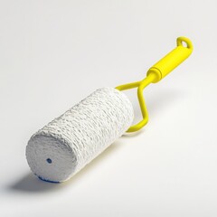 Obraz premium Paint roller with yellow handle on a white background