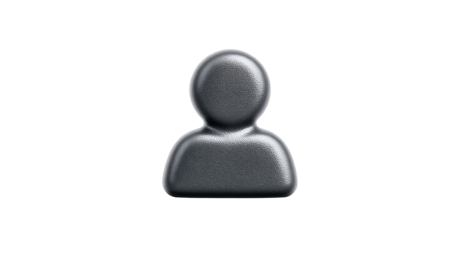 Abstract User Icon with Metallic Texture on Black Background for Digital Design and Interface E