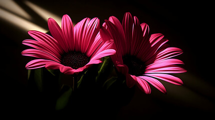 Pink flower close up dramatic lighting dark background