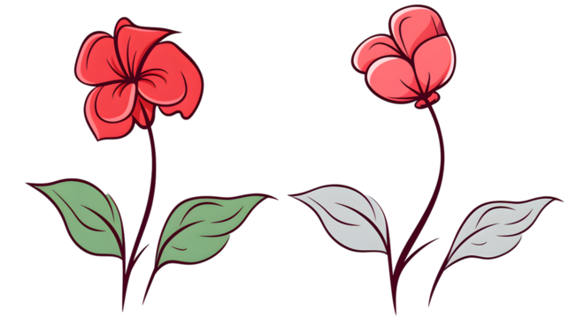 Elegant Continuous Line Art Drawing of a Beautiful Flower with Two Leaves