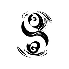 Naklejka premium Elegant swirling brushstroke design with bold contrasting textures on white backdrop