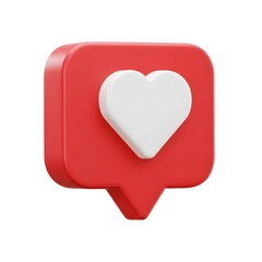 Love heart comment icon 3d illustration