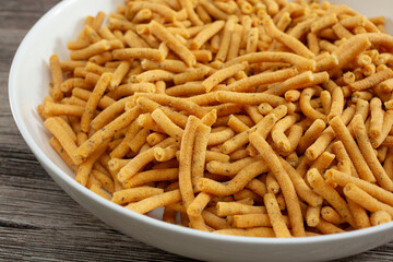 A closeup view of a bowl of seerni namkeen.