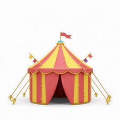 Fototapeta premium 3D Circus Tent with Flags and Stripes