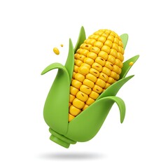 3D Corn Cob with Green Husks