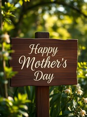 Happy Mother's Day written on a wooden sign