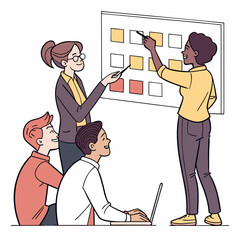 Business Team Presentation And Discussion Of Project Goals At The Office