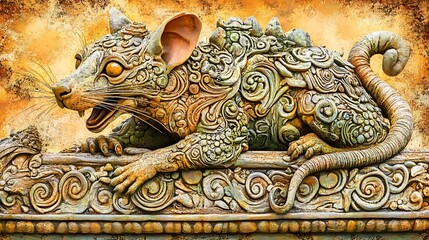 Ornate rat like sculpture decoration