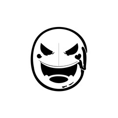 Monochrome expressionist face evoking whimsical fright in simplistic design