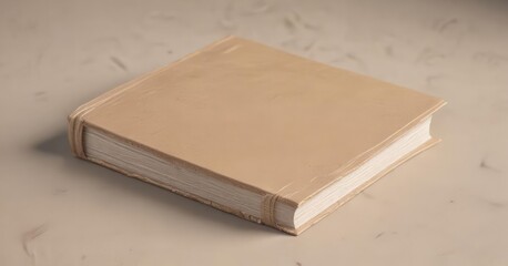 Natural beige hard cover book mockup  Showcases textured surface beautifully ,  clean,  display